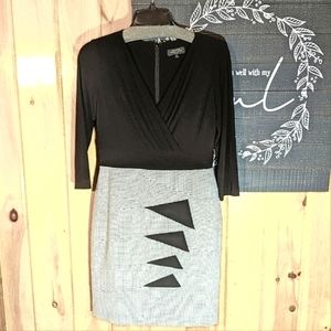 TAHARI ARTHUR S. LEVINE Dress Black & white Houndstooth Straight Petite 4